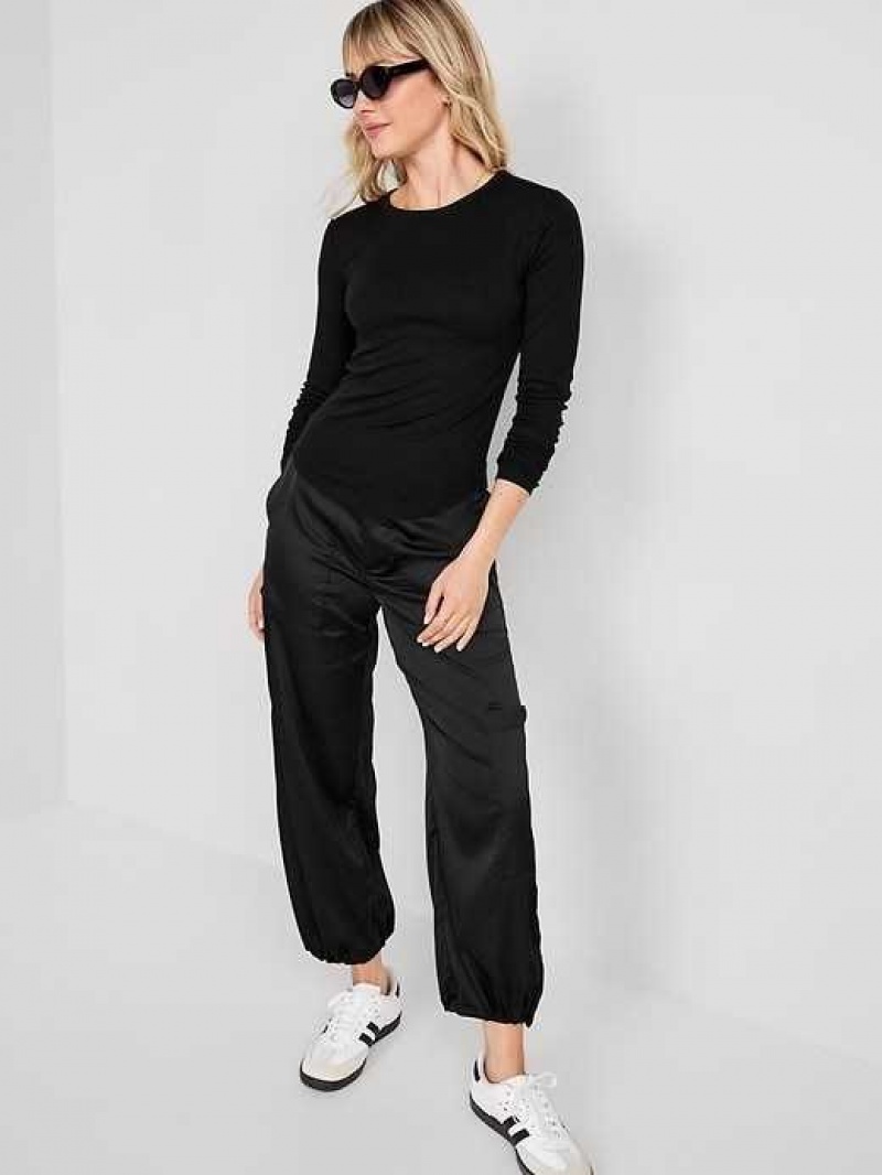 Old Navy UltraLite Fitted Rib-Knit Top Black | NGV154736