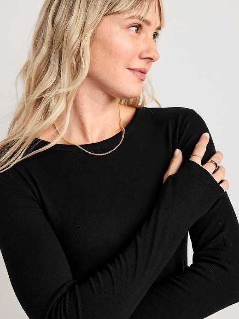 Old Navy UltraLite Fitted Rib-Knit Top Black | NGV154736