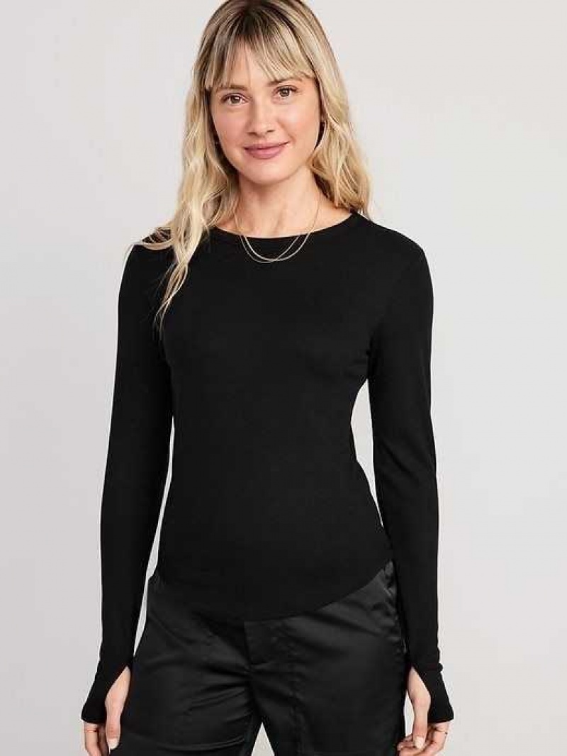 Old Navy UltraLite Fitted Rib-Knit Top Black | NGV154736