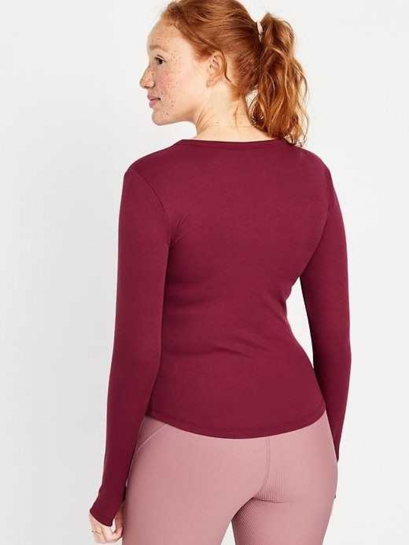 Old Navy UltraLite Fitted Rib-Knit Top Dark Red | XUK831426