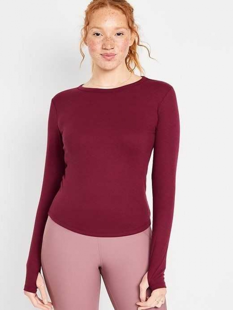 Old Navy UltraLite Fitted Rib-Knit Top Dark Red | XUK831426