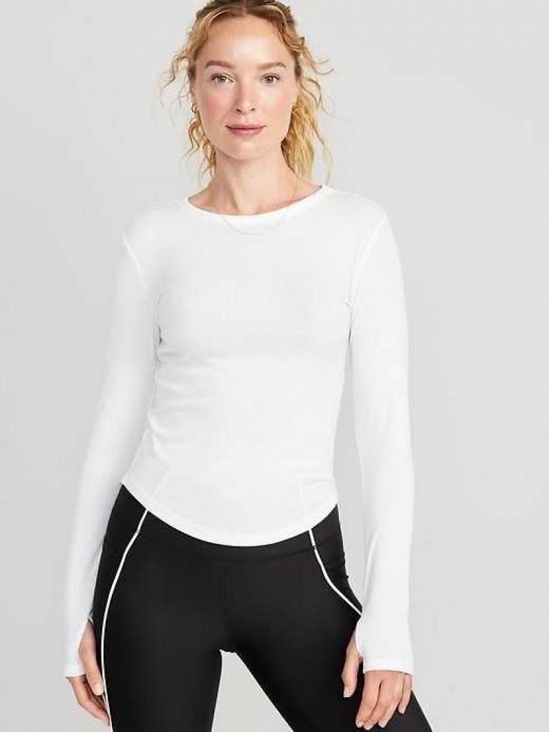 Old Navy UltraLite Fitted Rib-Knit Top White | FXV501486