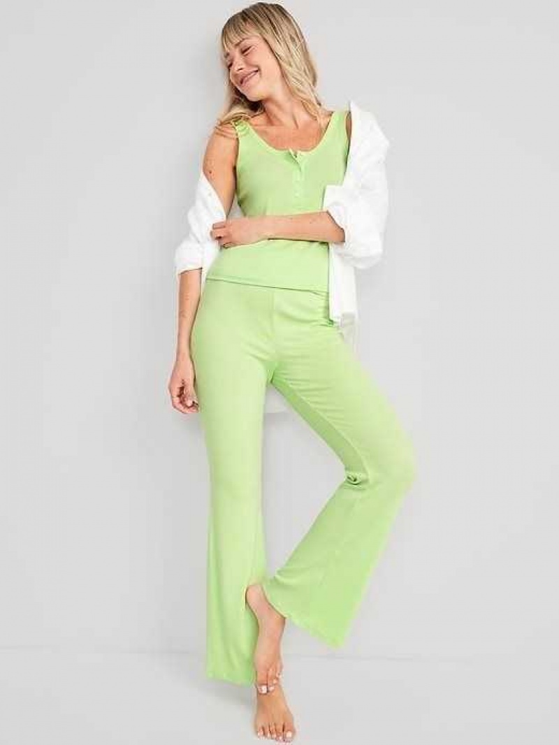 Old Navy UltraLite Foldover-Waist Flare Lounge Pants Soft Limon | FYV569271