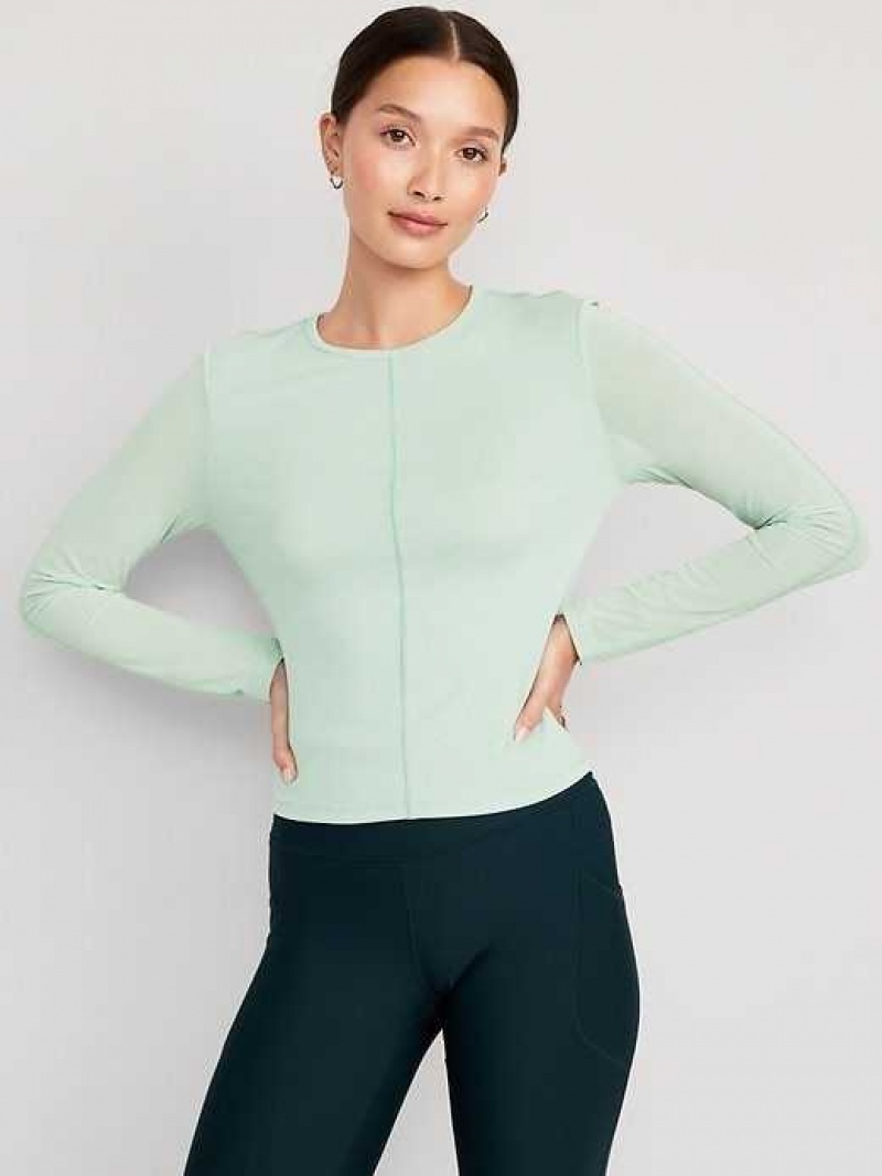 Old Navy UltraLite Mesh-Sleeve Cropped Top Briny Water | UVN564710