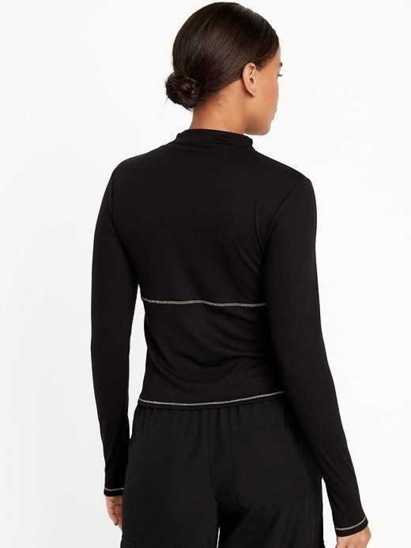 Old Navy UltraLite Mock-Neck Rib-Knit Top Black | VMY428370