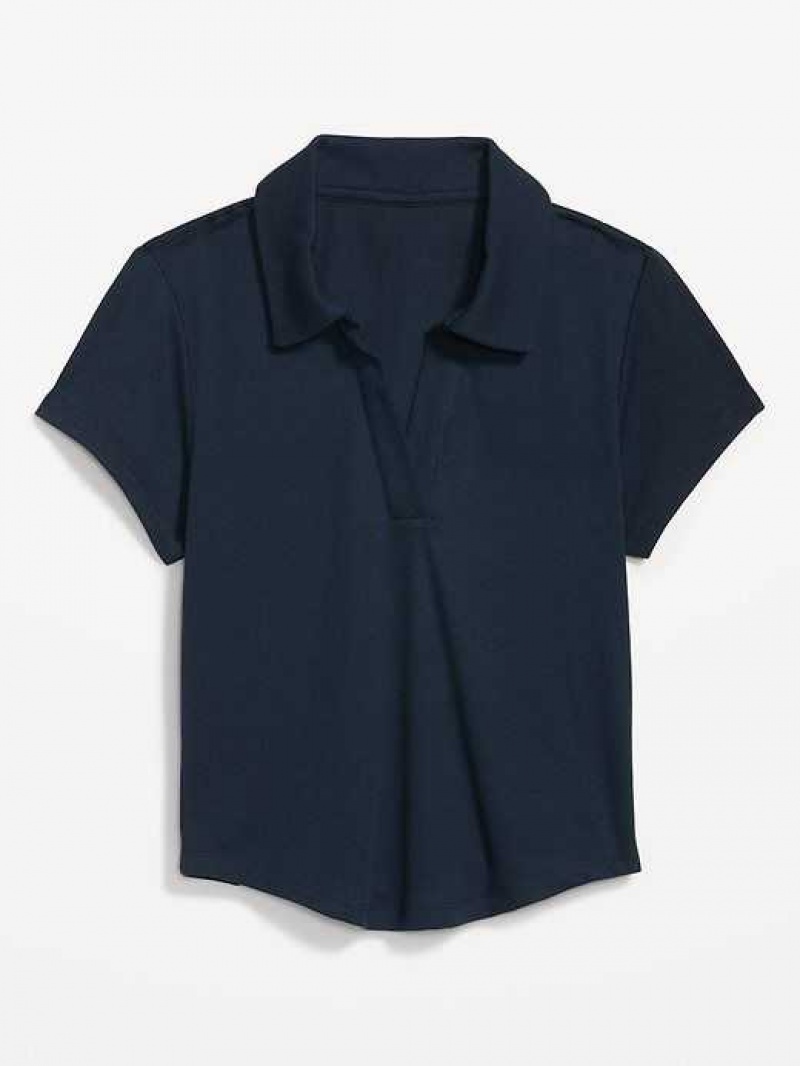 Old Navy UltraLite Rib-Knit Cropped Polo Shirt Navy | KDS526719