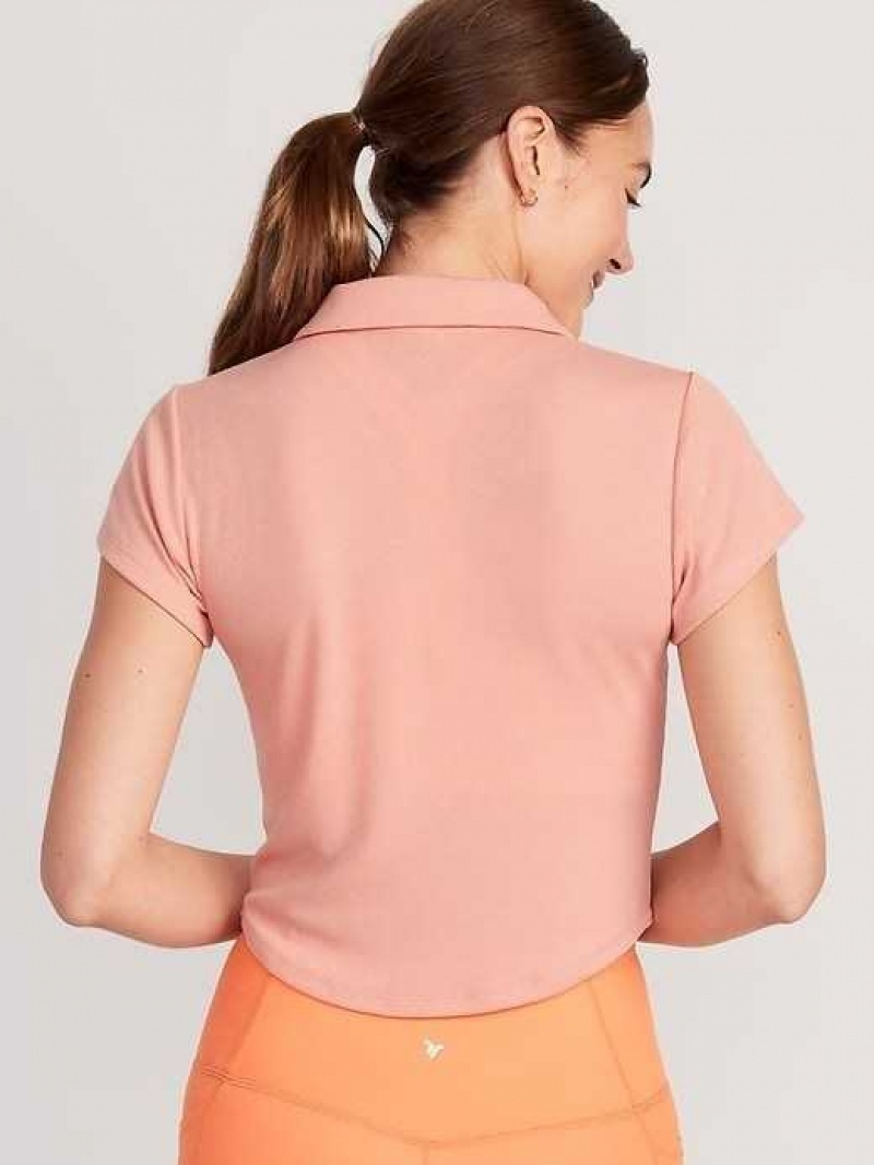 Old Navy UltraLite Rib-Knit Cropped Polo Shirt Coral | JQN380562