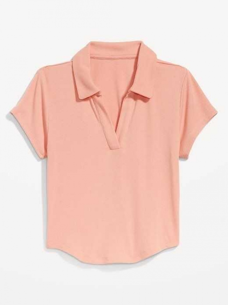 Old Navy UltraLite Rib-Knit Cropped Polo Shirt Coral | JQN380562