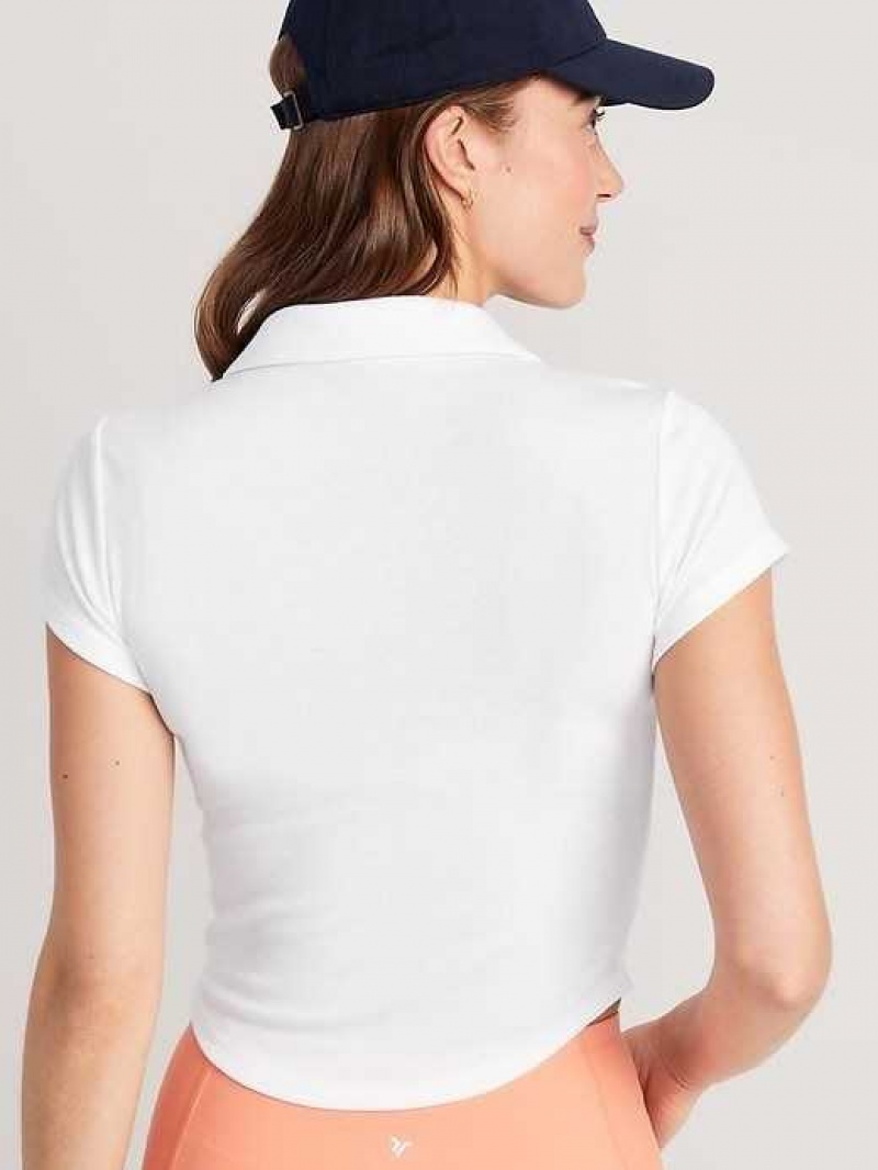 Old Navy UltraLite Rib-Knit Cropped Polo Shirt White | XEM264589