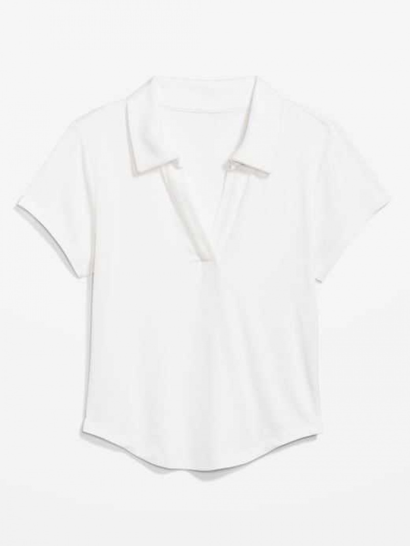 Old Navy UltraLite Rib-Knit Cropped Polo Shirt White | XEM264589