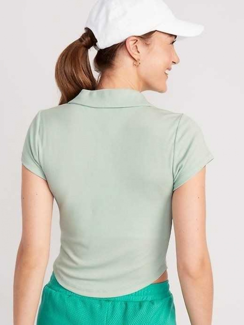 Old Navy UltraLite Rib-Knit Cropped Polo Shirt Briny Water | WUO254603