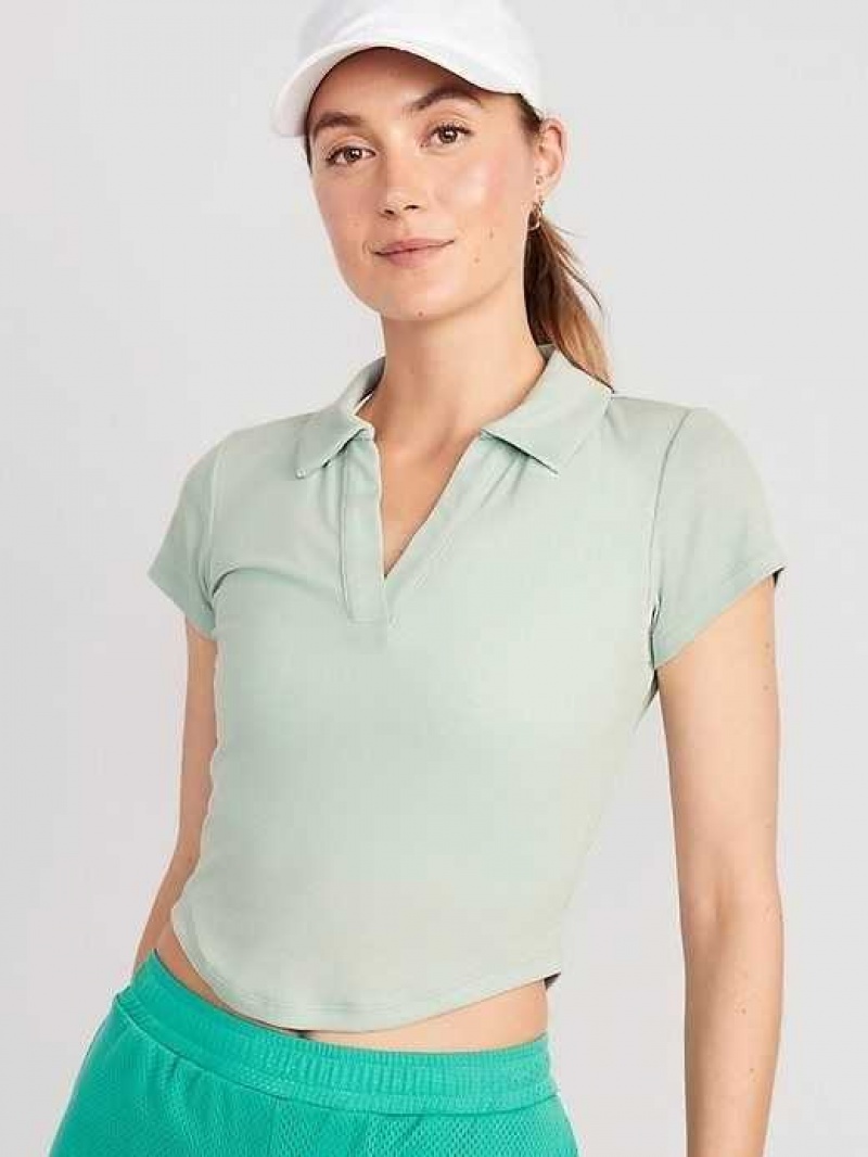 Old Navy UltraLite Rib-Knit Cropped Polo Shirt Briny Water | WUO254603