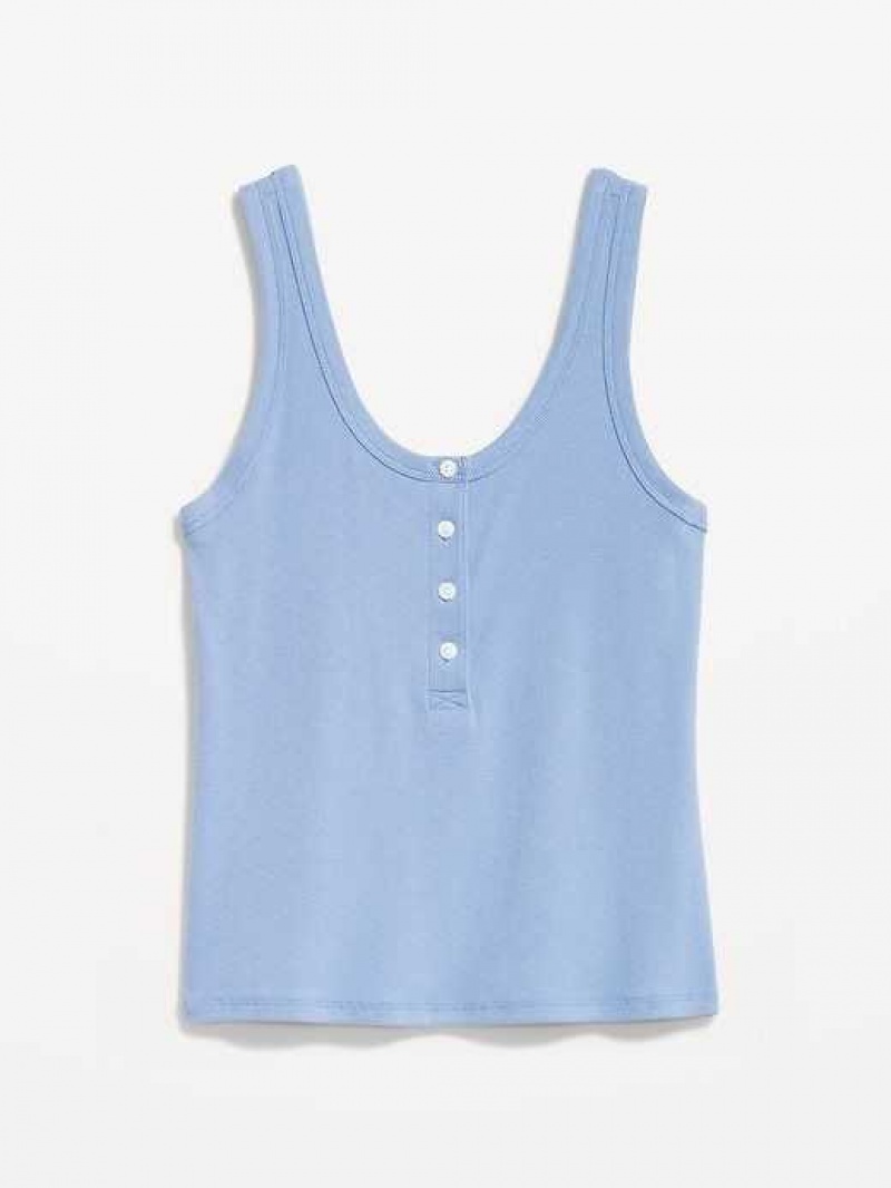 Old Navy UltraLite Rib-Knit Henley Lounge Tank Top Blue | JAD129347