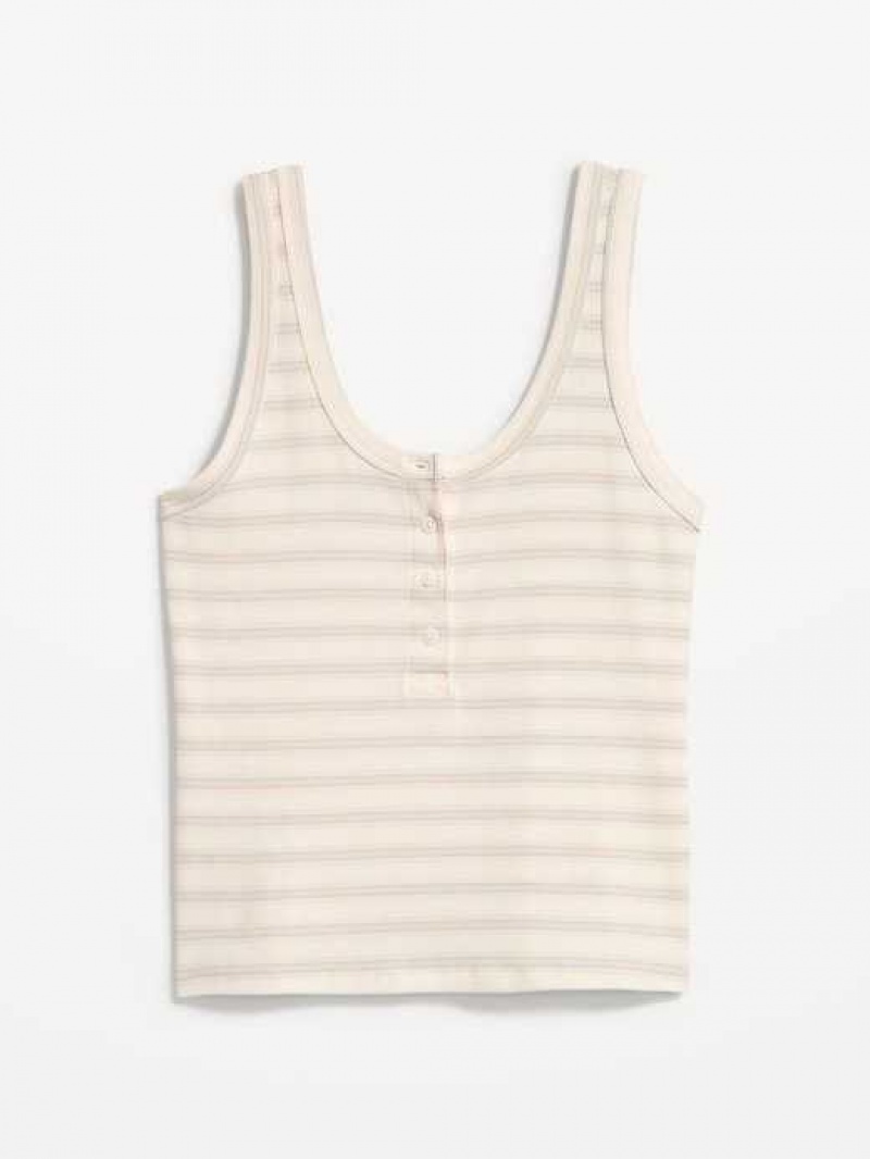 Old Navy UltraLite Rib-Knit Henley Lounge Tank Top Pink / Blue Stripes | WYF096825