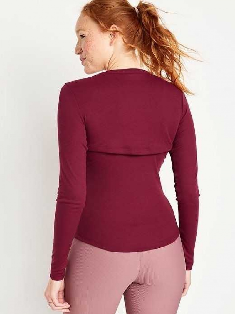 Old Navy UltraLite Rib-Knit Layering Shrug Top Dark Red | CDM519872