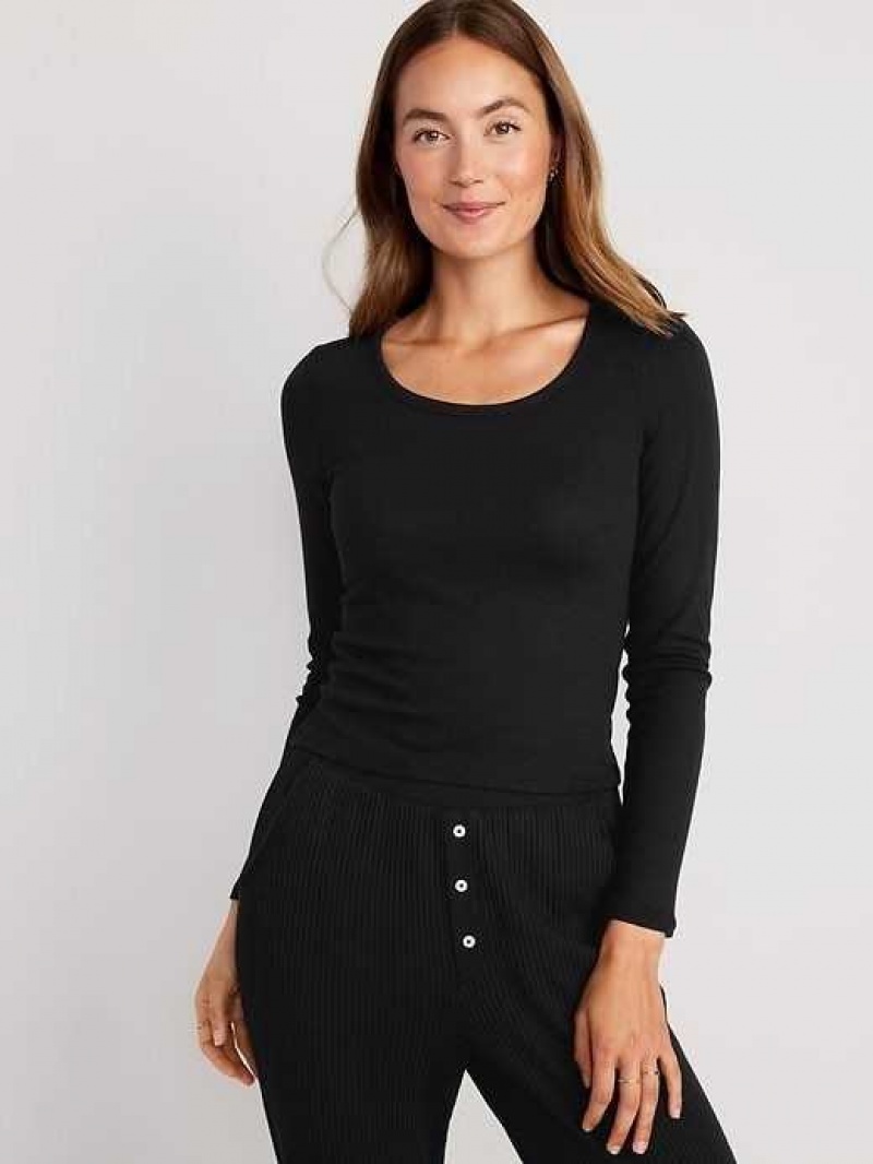 Old Navy UltraLite Rib-Knit Pajama Top Black | HEF364952