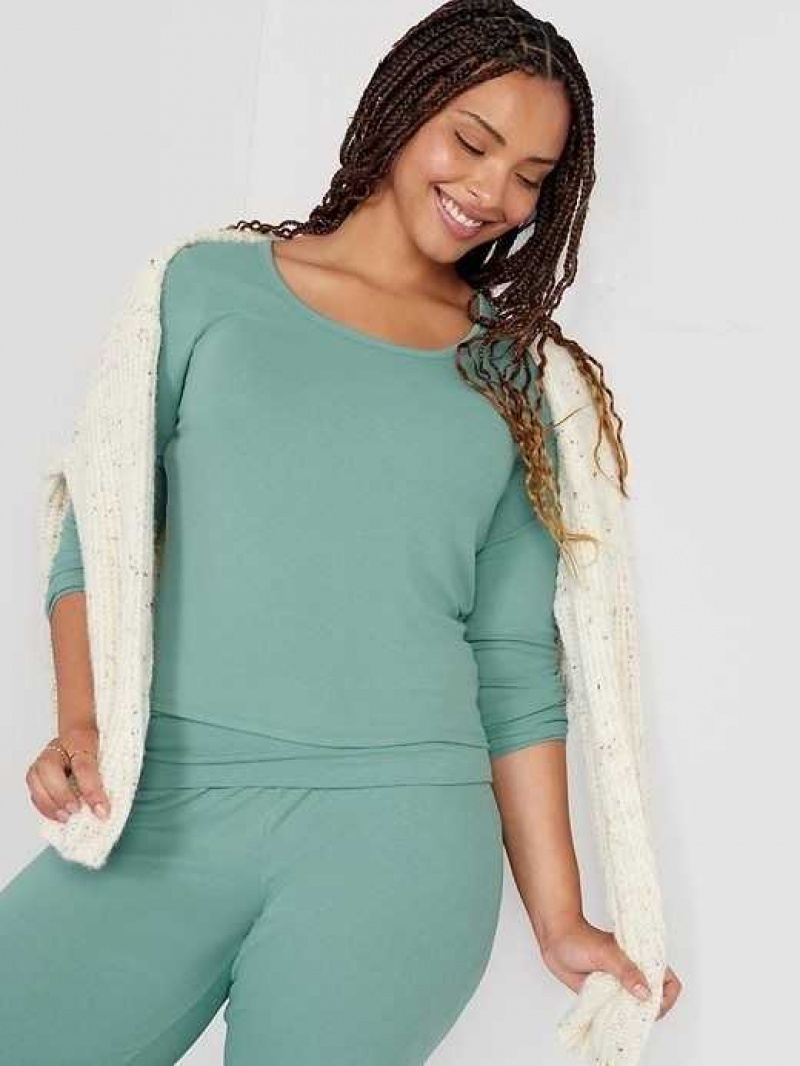 Old Navy UltraLite Rib-Knit Pajama Top Green | CLE872546