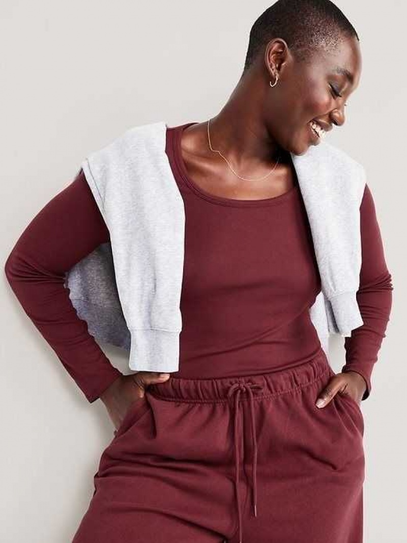 Old Navy UltraLite Rib-Knit Pajama Top Red Burgundy | DYB695281