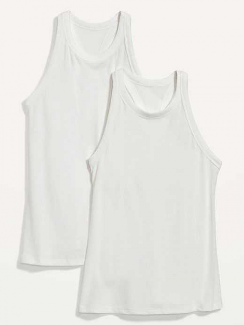 Old Navy UltraLite Rib-Knit Racerback Tank Top 2-Pack White | UVN268570