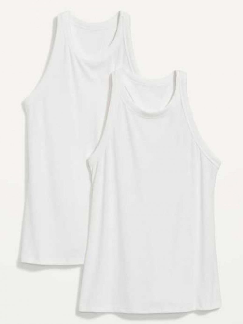 Old Navy UltraLite Rib-Knit Racerback Tank Top 2-Pack White | UVN268570