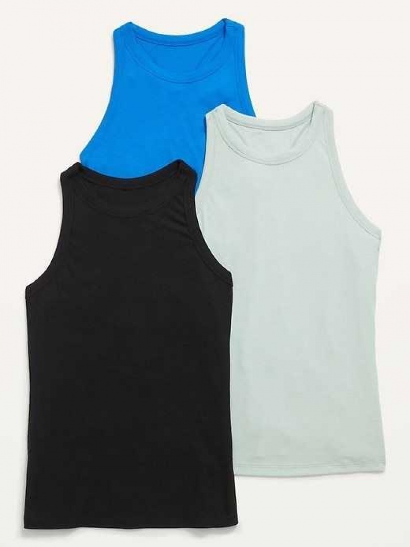 Old Navy UltraLite Rib-Knit Racerback Tank Top 3-Pack Solid Cool | OER375248