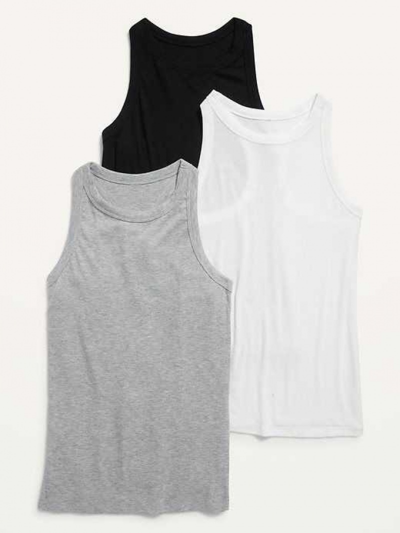 Old Navy UltraLite Rib-Knit Racerback Tank Top 3-Pack Black | ECI792580