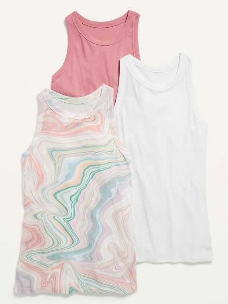 Old Navy UltraLite Rib-Knit Racerback Tank Top 3-Pack Multicolor | BHY569243