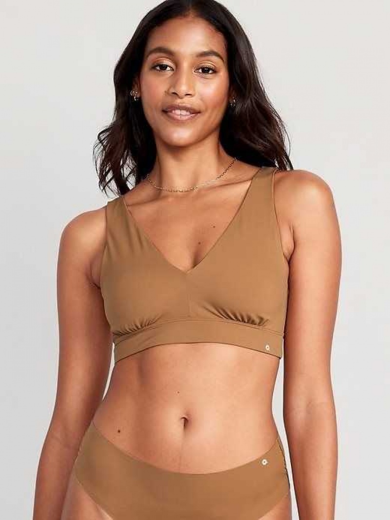 Old Navy V-Neck No-Show Bralette Top Beige | MAO145286