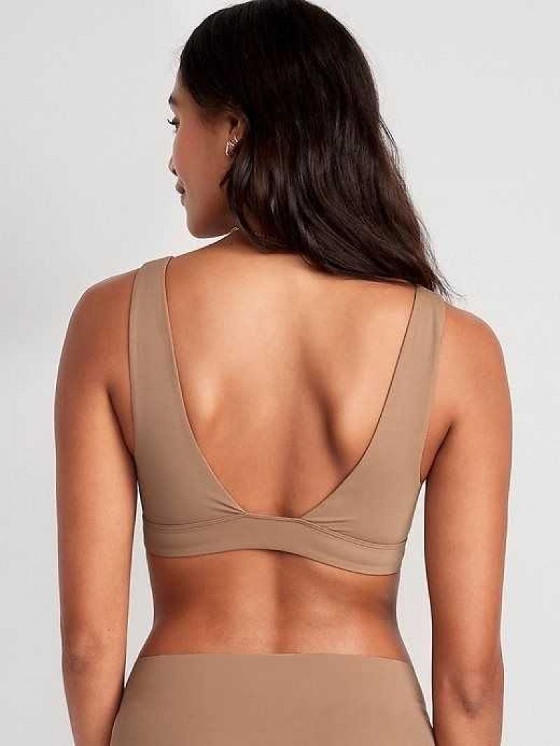 Old Navy V-Neck No-Show Bralette Top Cocoa Fawn | IYR281756