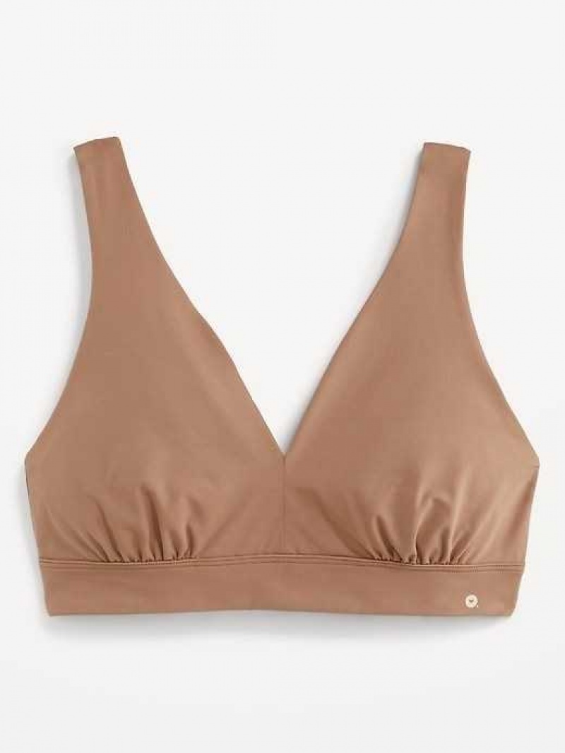 Old Navy V-Neck No-Show Bralette Top Cocoa Fawn | IYR281756