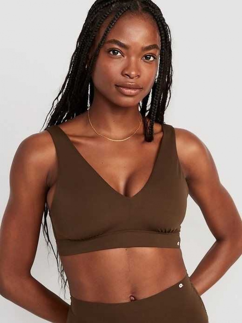 Old Navy V-Neck No-Show Bralette Top Dark Walnut | ZBK435710