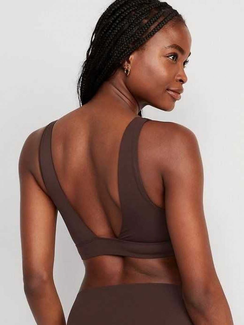 Old Navy V-Neck No-Show Bralette Top French Roast | MCE439860