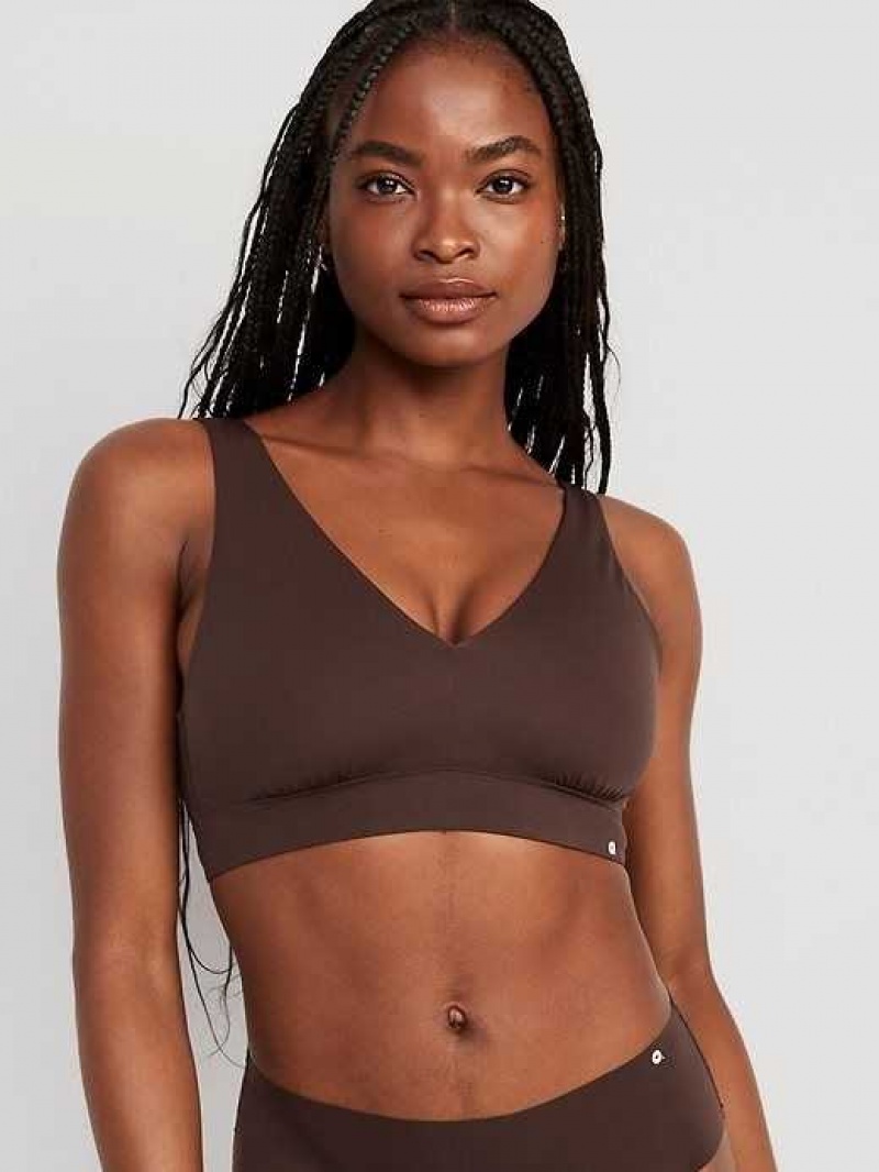 Old Navy V-Neck No-Show Bralette Top French Roast | MCE439860