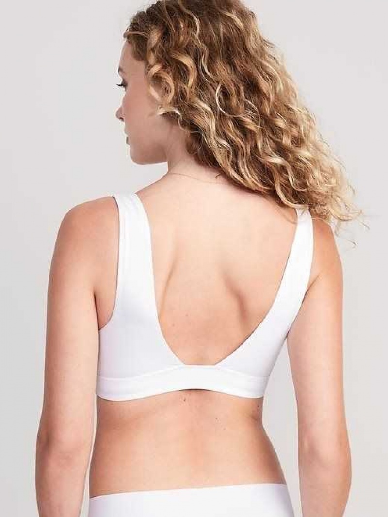 Old Navy V-Neck No-Show Bralette Top White | HND725843