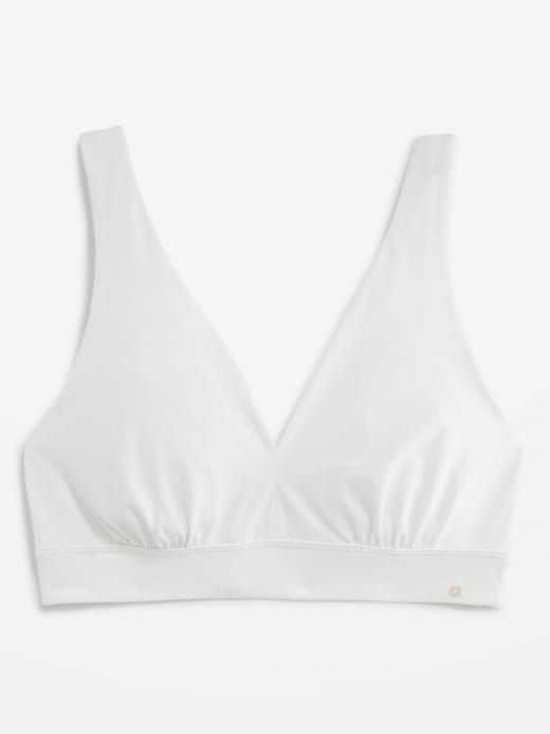 Old Navy V-Neck No-Show Bralette Top White | HND725843