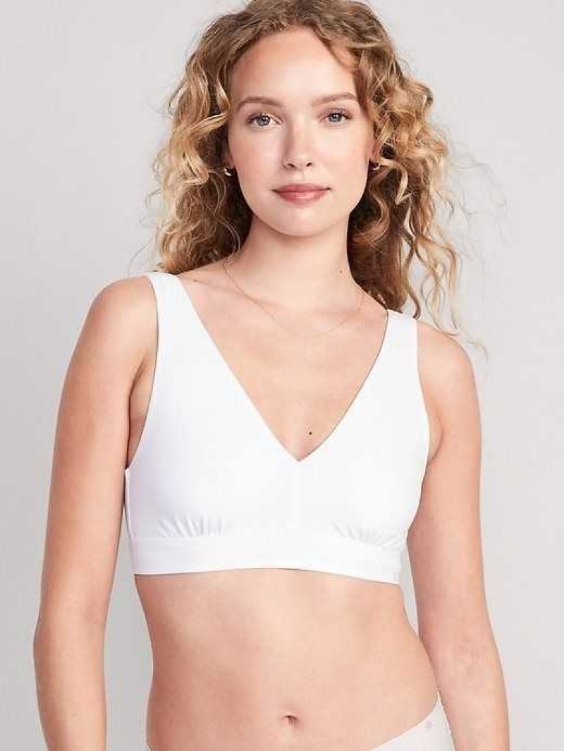 Old Navy V-Neck No-Show Bralette Top White | HND725843