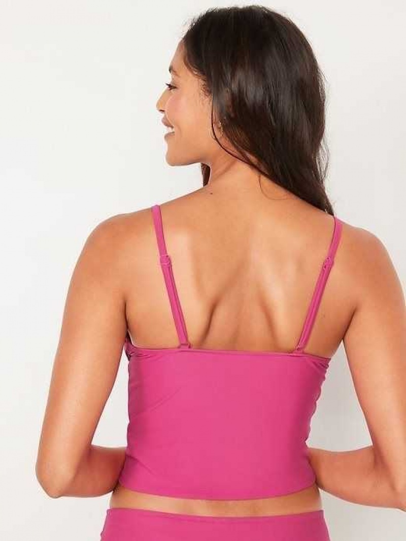 Old Navy V-Neck Ruffle-Trimmed Tankini Swim Top Raspberry Tart | BPY407651