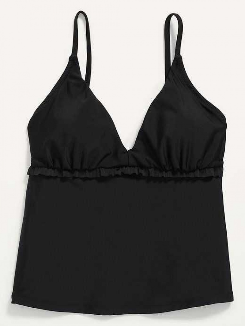 Old Navy V-Neck Ruffle-Trimmed Tankini Swim Top Ebony | AJX140568