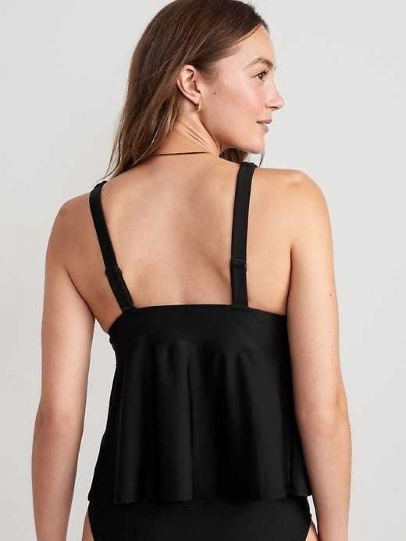 Old Navy V-Neck Swing Tankini Swim Top Black | QHN305726