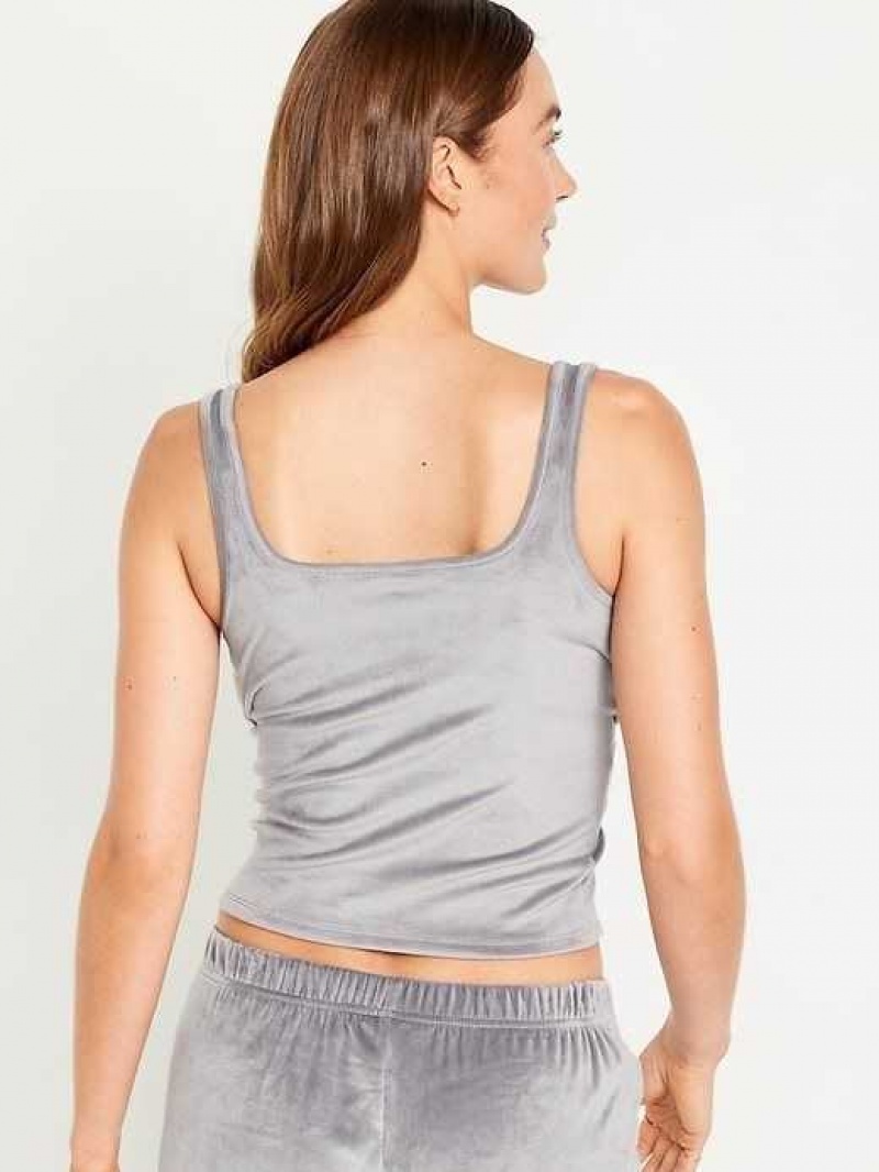 Old Navy Velour Pajama Tank Top Cinder Smoke | HRW672015