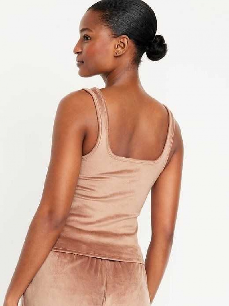 Old Navy Velour Pajama Tank Top Cocoa Fawn | CDM536148