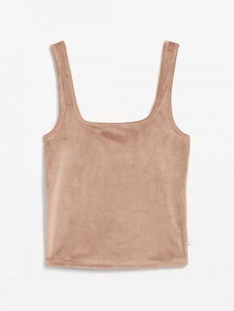 Old Navy Velour Pajama Tank Top Cocoa Fawn | CDM536148