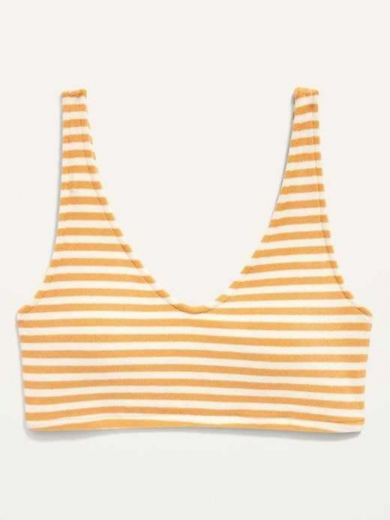 Old Navy Voop-Neck Striped Terry Classic Bikini Swim Top Orange Stripes | SAD029841