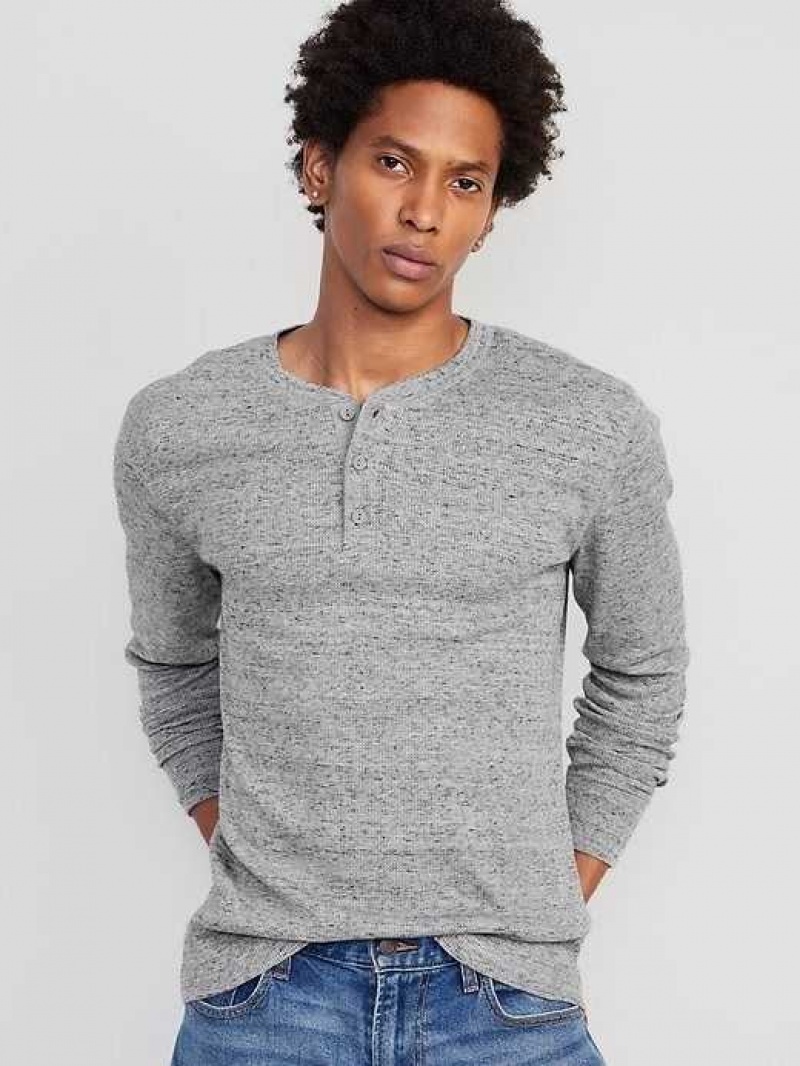 Old Navy Waffle-Knit Built-In Flex Henley T-Shirt 2-Pack Navy / Grey | YMT760254