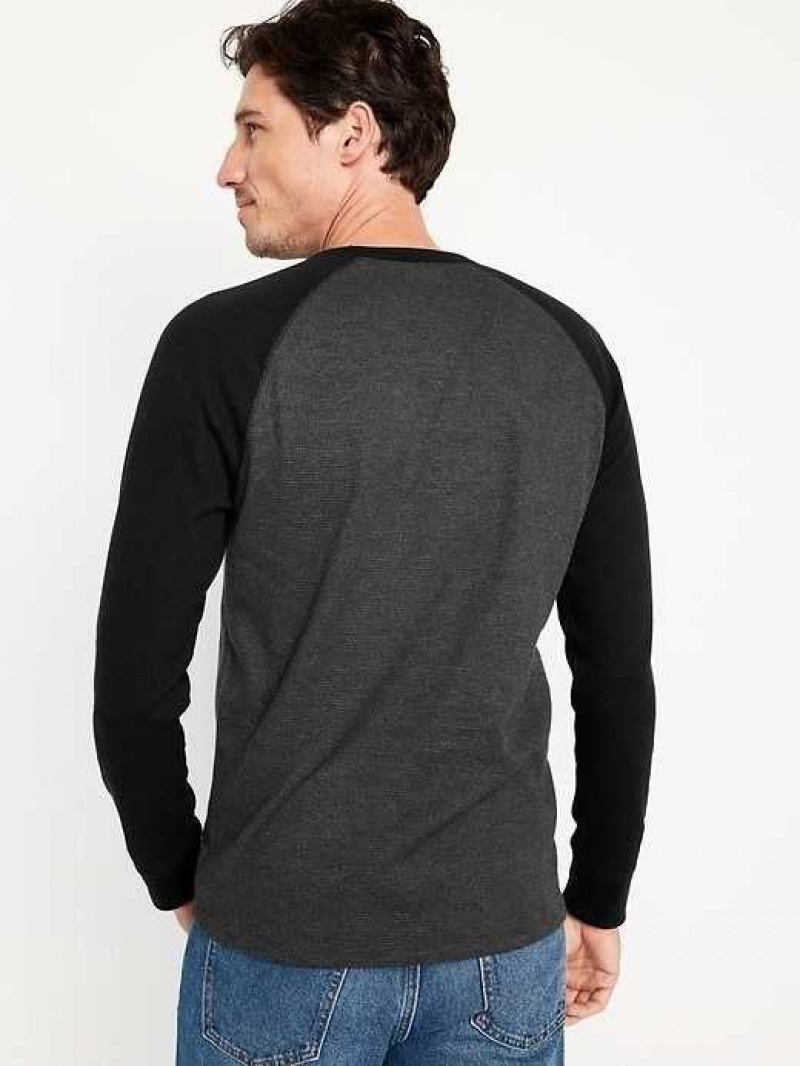 Old Navy Waffle-Knit Built-In Flex Raglan T-Shirt Grey / Black | MWI270159