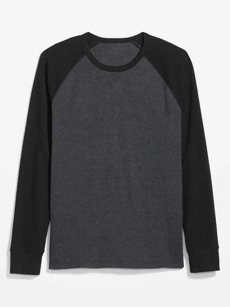 Old Navy Waffle-Knit Built-In Flex Raglan T-Shirt Grey / Black | MWI270159