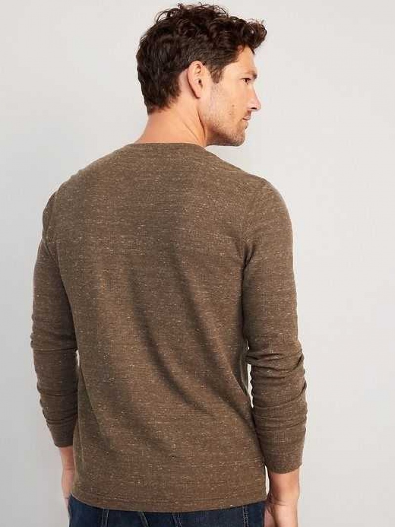 Old Navy Waffle-Knit Henley T-Shirt Coffee | JRA397482