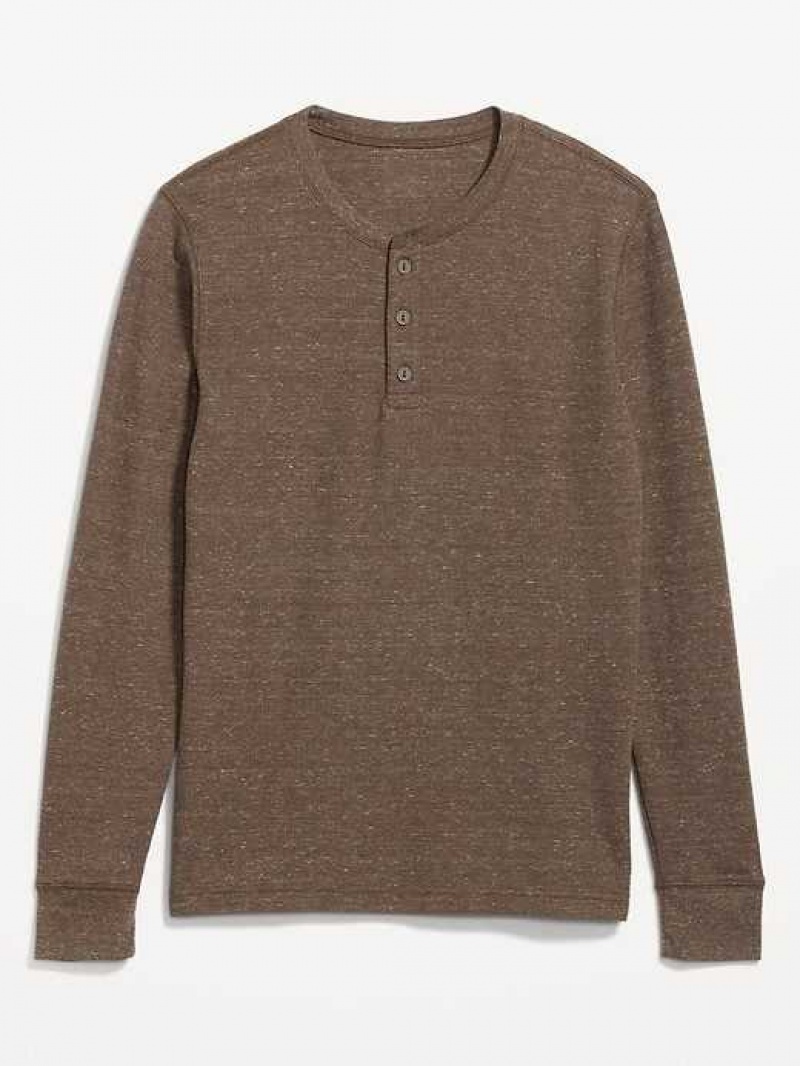 Old Navy Waffle-Knit Henley T-Shirt Coffee | JRA397482