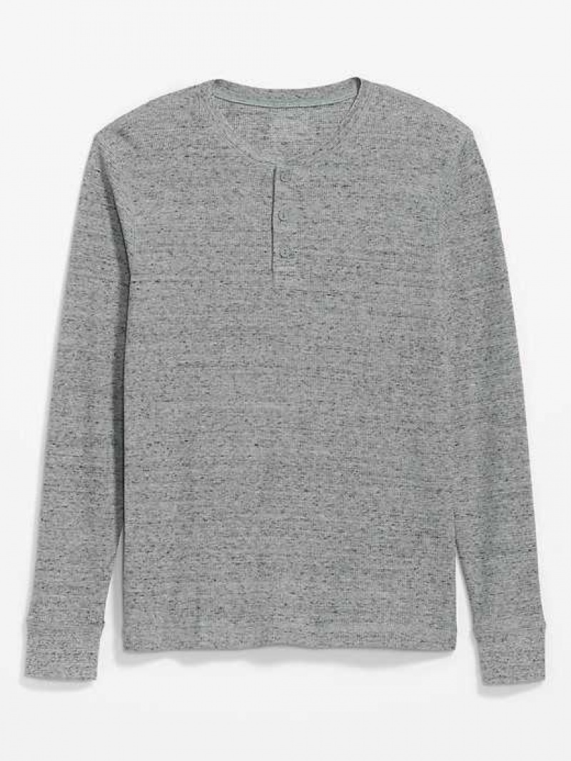 Old Navy Waffle-Knit Henley T-Shirt Grey | KNS456013