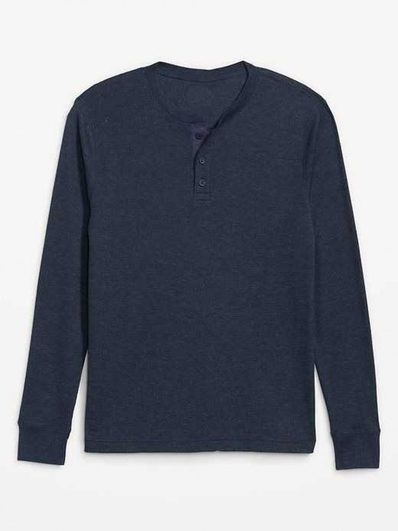 Old Navy Waffle-Knit Henley T-Shirt Navy | XBQ480963